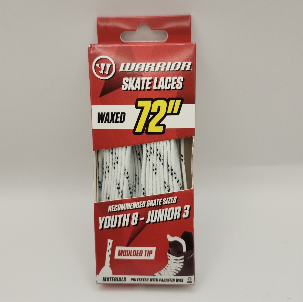 Warrior Skate Laces 72" Waxed White, Youth 8- Junior 3 NIB/Sealed
